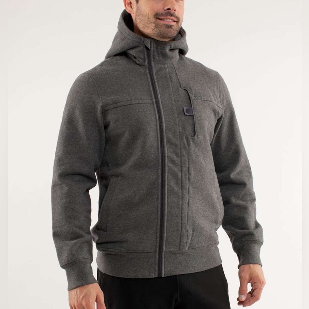 Lululemon West Coast Heavy Zip Up Hoodie Heathered Dark Slate Gray Men’s Medium - Picture 2 of 16
